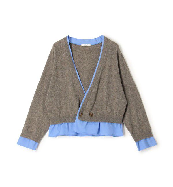 MACPHEE「ファブリックコンビ ダブルボタンカーディガン」|カーディガン|16 グレー系