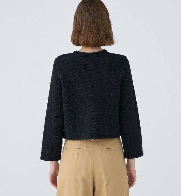 MACPHEE「モスライクステッチ クルーネックジャケット」|ノーカラージャケット|