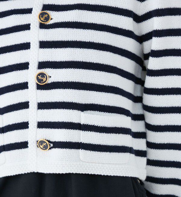 MACPHEE「【WEB限定】ハーフミラノリブボーダー クルーネックカーディガン」|カーディガン|
