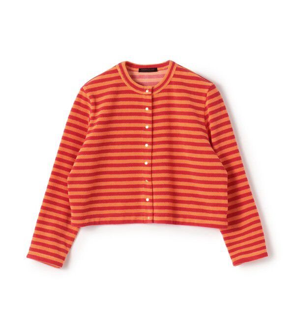 TOMORROWLAND collection「パイルボーダー クルーネックカーディガン」|カーディガン|36 レッド系