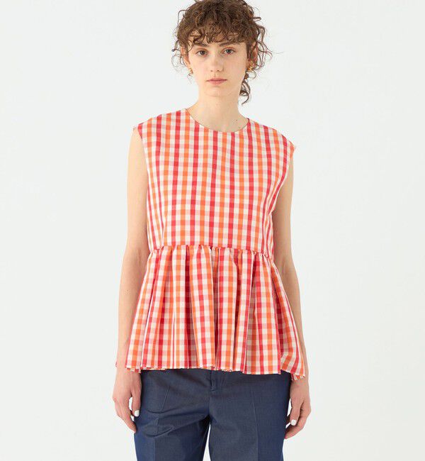 TOMORROWLAND collection「ピコロールギンガムチェック ペプラムブラウス」|シャツ・ブラウス|