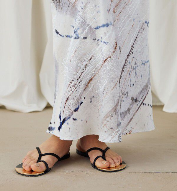 DES PRES「アブストラクトウォールプリント イージーストレートスカート」|タイト|