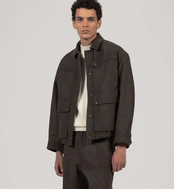 TOMORROWLAND MENS「ウールメルトンストライプ ショートブルゾン」|ブルゾン・スタジャン|