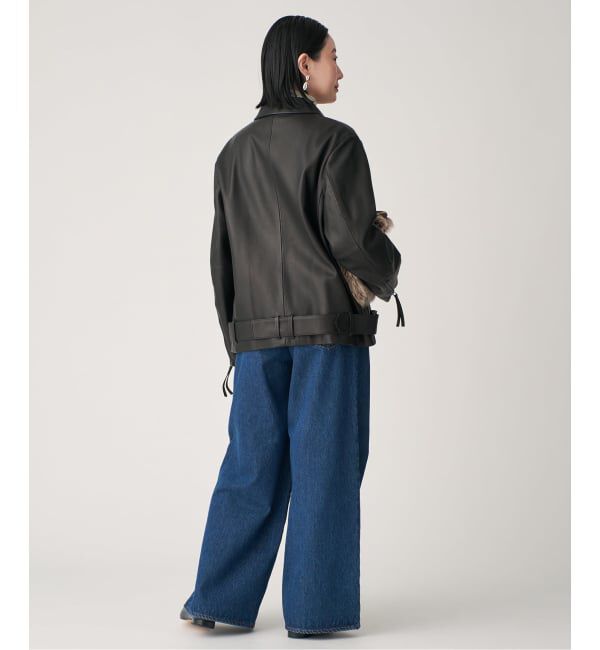 VERMEIL par iena「レザージップブルゾン」|ライダースジャケット|