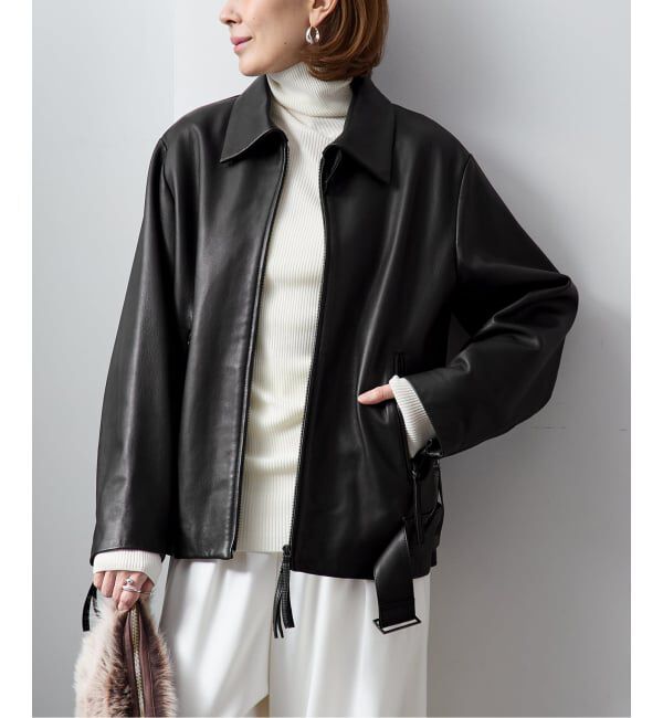 VERMEIL par iena「レザージップブルゾン」|ライダースジャケット|