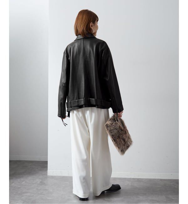 VERMEIL par iena「レザージップブルゾン」|ライダースジャケット|