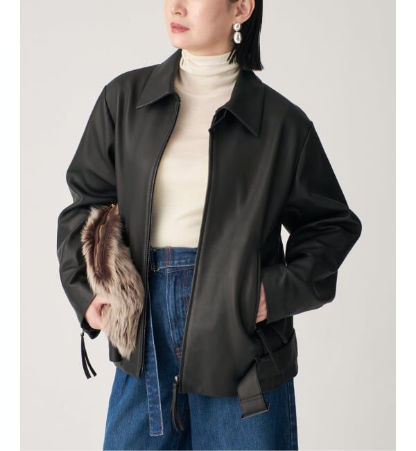 VERMEIL par iena「レザージップブルゾン」|ライダースジャケット|