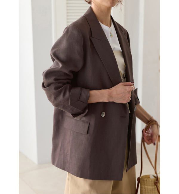 IENA「ウォッシャブル リネンミックス テーラードジャケット」|テーラードジャケット|