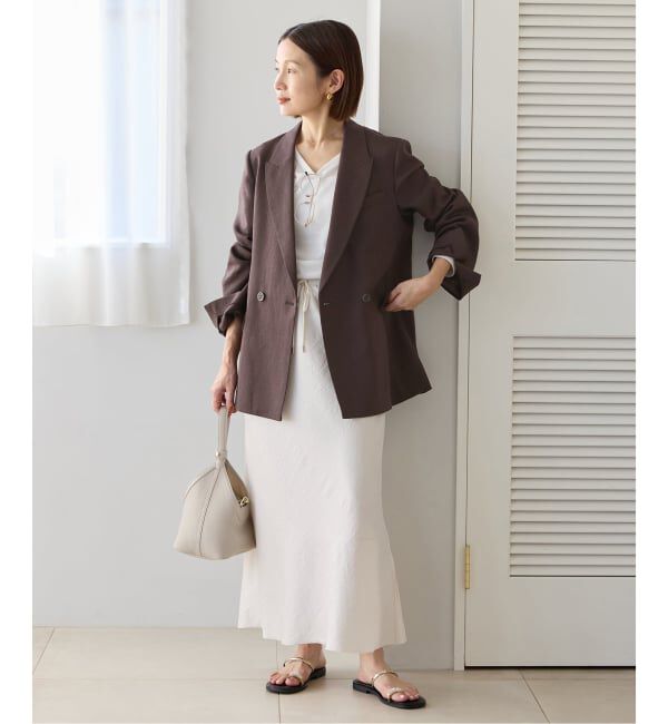 IENA「ウォッシャブル リネンミックス テーラードジャケット」|テーラードジャケット|