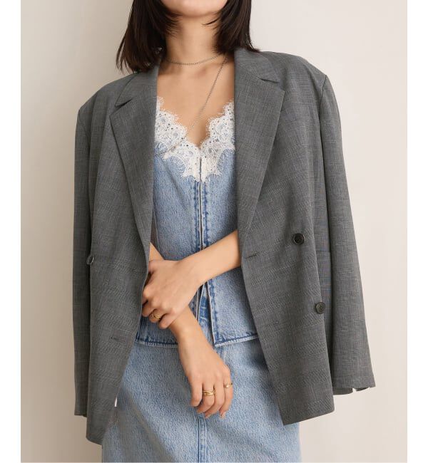IENA LA BOUCLE「IENA LA BOUCLE グレンチェックダブルブレストジャケット」|テーラードジャケット|