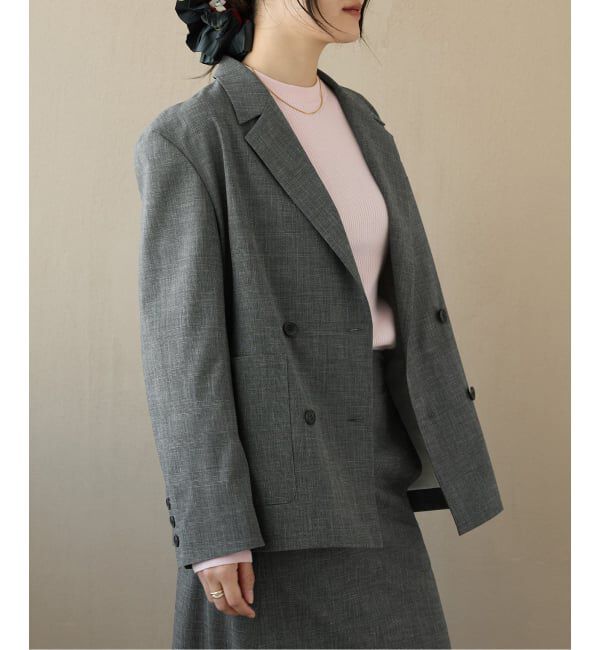 IENA LA BOUCLE「IENA LA BOUCLE グレンチェックダブルブレストジャケット」|テーラードジャケット|