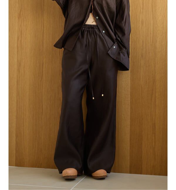 IENA LA BOUCLE「《予約》IENA LA BOUCLE コットンサテンイージーパンツ」|その他|ブラウン