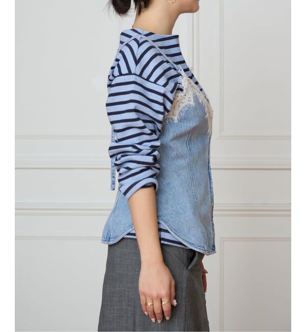 IENA LA BOUCLE「IENA LA BOUCLE ソフトデニムレースコンビキャミソール」|キャミソール|