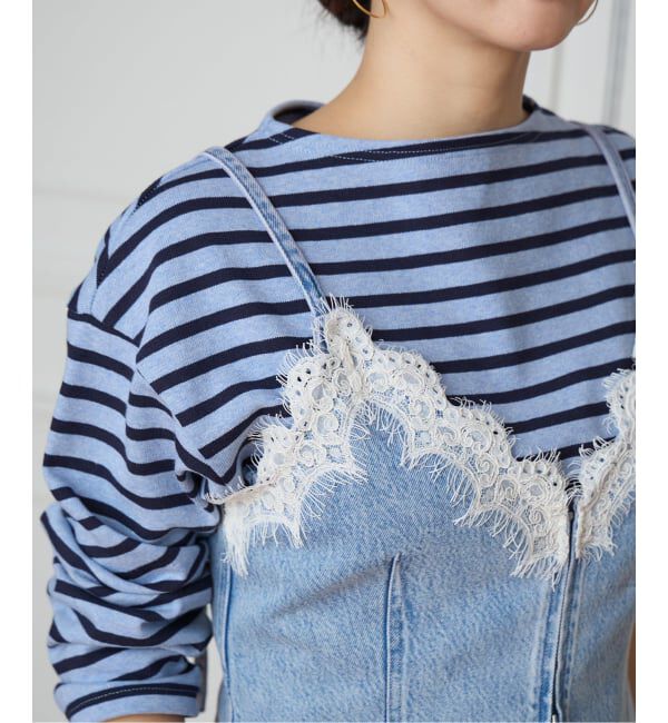 IENA LA BOUCLE「IENA LA BOUCLE ソフトデニムレースコンビキャミソール」|キャミソール|