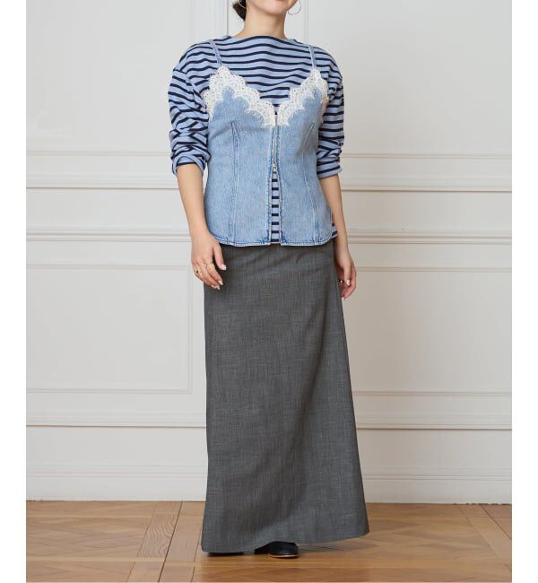 IENA LA BOUCLE「IENA LA BOUCLE ソフトデニムレースコンビキャミソール」|キャミソール|