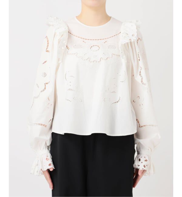 IENA LA BOUCLE「IENA LA BOUCLE カットワークブロードブラウス」|シャツ・ブラウス|