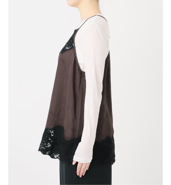 IENA LA BOUCLE「IENA LA BOUCLE R/Lサテンレースコンビキャミソール」|キャミソール|