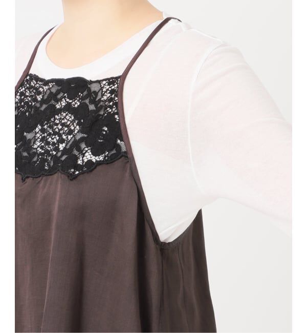 IENA LA BOUCLE「IENA LA BOUCLE R/Lサテンレースコンビキャミソール」|キャミソール|