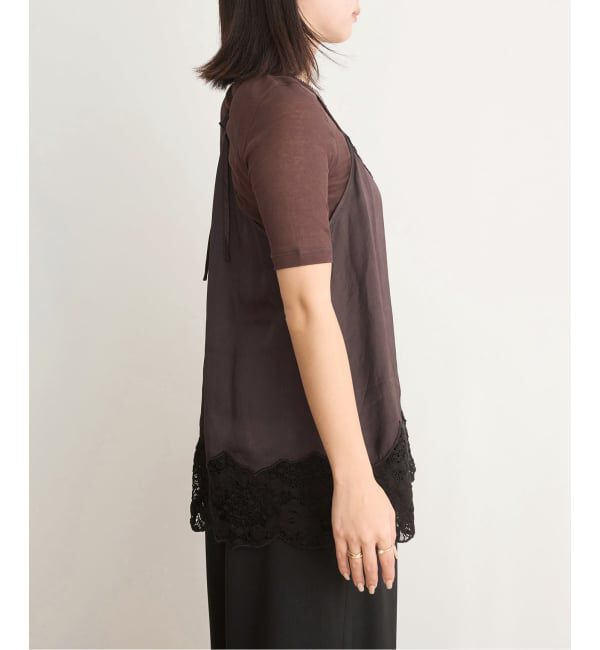 IENA LA BOUCLE「IENA LA BOUCLE R/Lサテンレースコンビキャミソール」|キャミソール|
