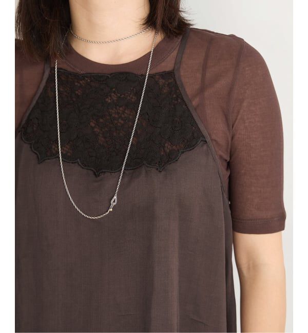 IENA LA BOUCLE「IENA LA BOUCLE R/Lサテンレースコンビキャミソール」|キャミソール|