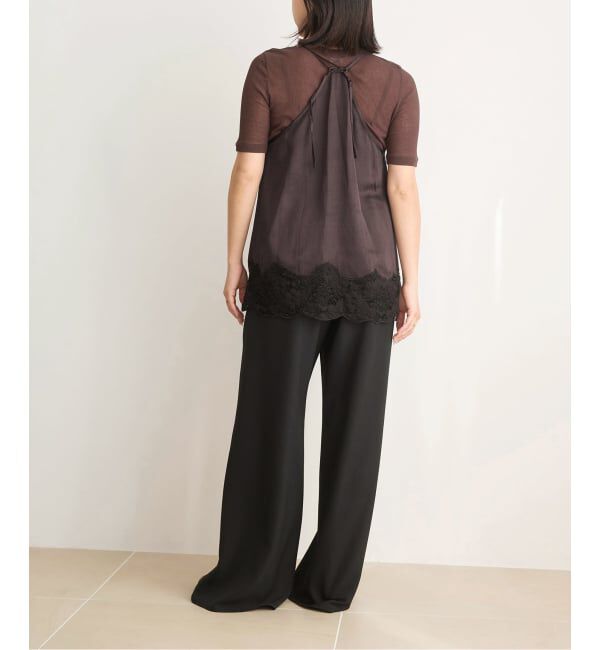 IENA LA BOUCLE「IENA LA BOUCLE R/Lサテンレースコンビキャミソール」|キャミソール|