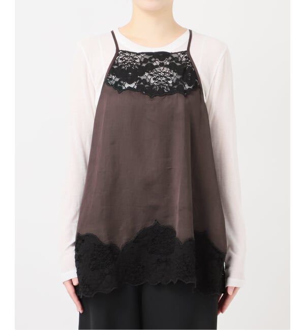 IENA LA BOUCLE「IENA LA BOUCLE R/Lサテンレースコンビキャミソール」|キャミソール|