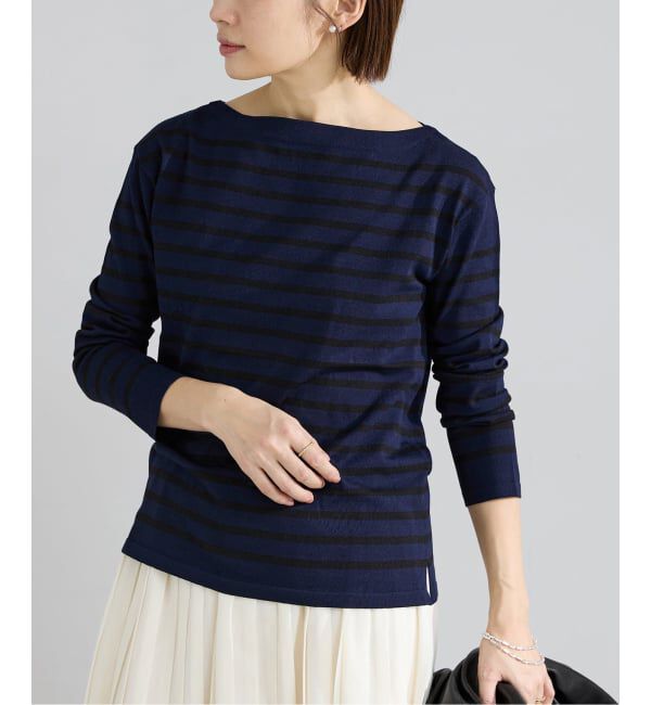 IENA「《新色》SEATTLEボーダーボートネックプルオーバー」|ニット・セーター|