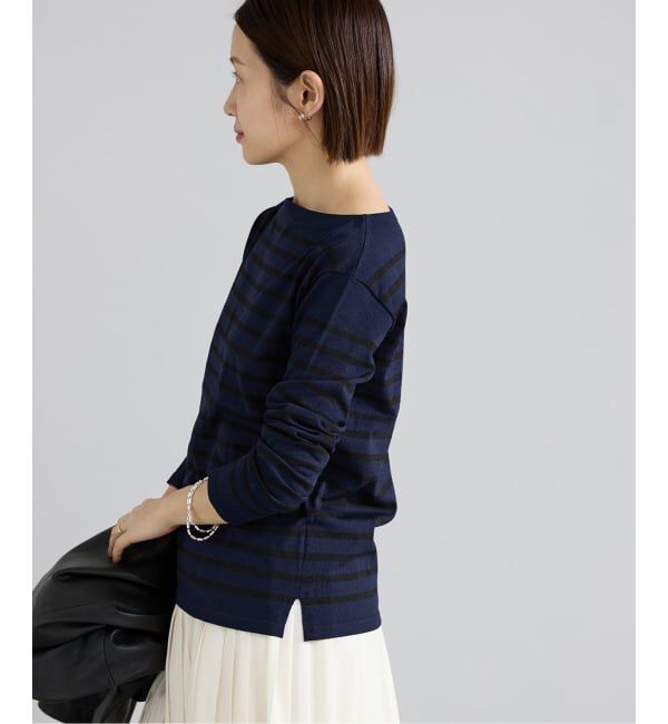 IENA「《新色》SEATTLEボーダーボートネックプルオーバー」|ニット・セーター|ネイビー