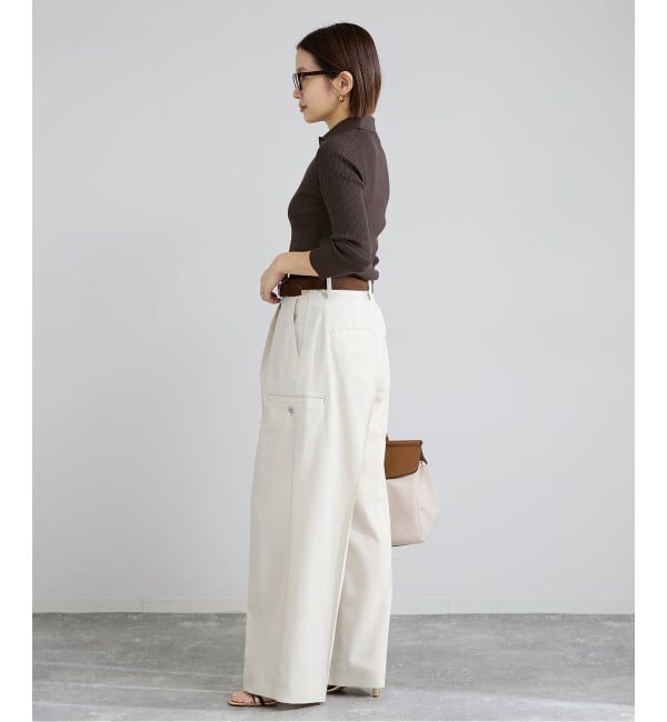 IENA「ECO SPLASH 襟付きリブプルオーバー」|ニット・セーター|