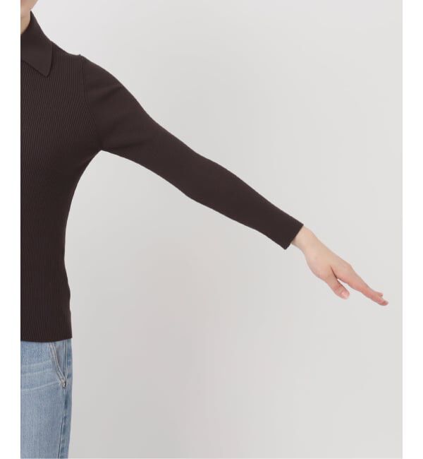 IENA「ECO SPLASH 襟付きリブプルオーバー」|ニット・セーター|