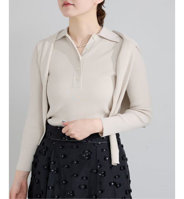 IENA「ECO SPLASH 襟付きリブプルオーバー」|ニット・セーター|