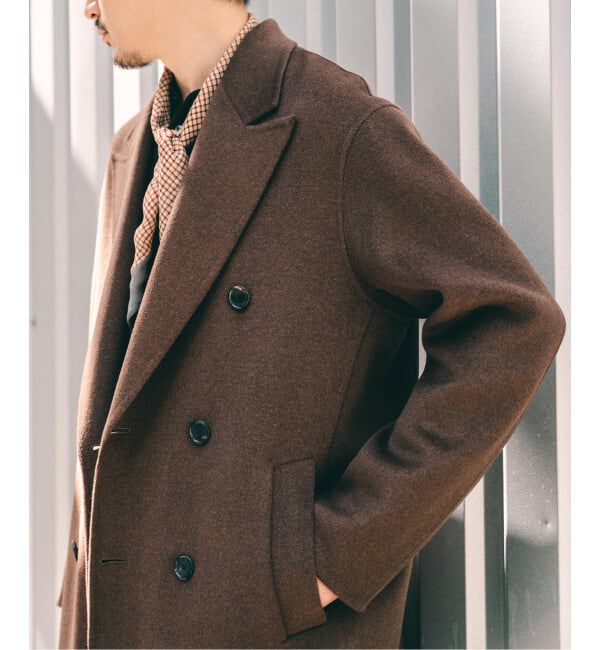 EDIFICE「E. ウールカシミヤ Wフェイス コート」|チェスターコート|ブラウン