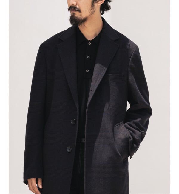 EDIFICE「SUPER 140&rsquo;s ウール / カシミヤ チェスターコート(チェック)」|チェスターコート|ブラウン A