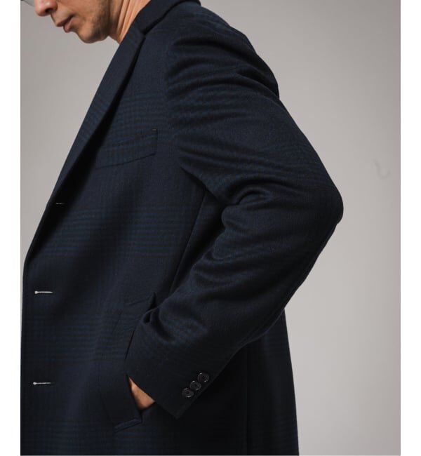 EDIFICE「SUPER 140&rsquo;s ウール / カシミヤ チェスターコート(チェック)」|チェスターコート|