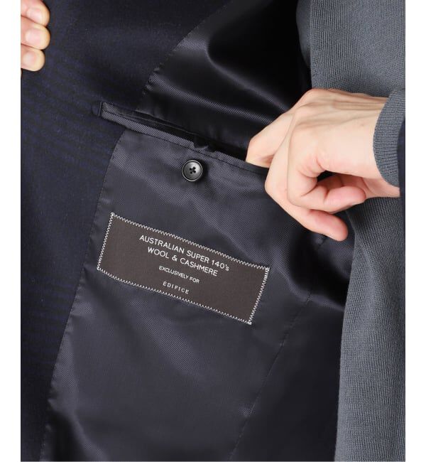 EDIFICE「SUPER 140&rsquo;s ウール / カシミヤ チェスターコート(チェック)」|チェスターコート|