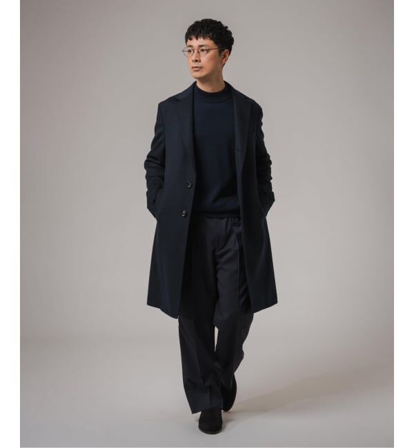 EDIFICE「SUPER 140&rsquo;s ウール / カシミヤ チェスターコート(チェック)」|チェスターコート|