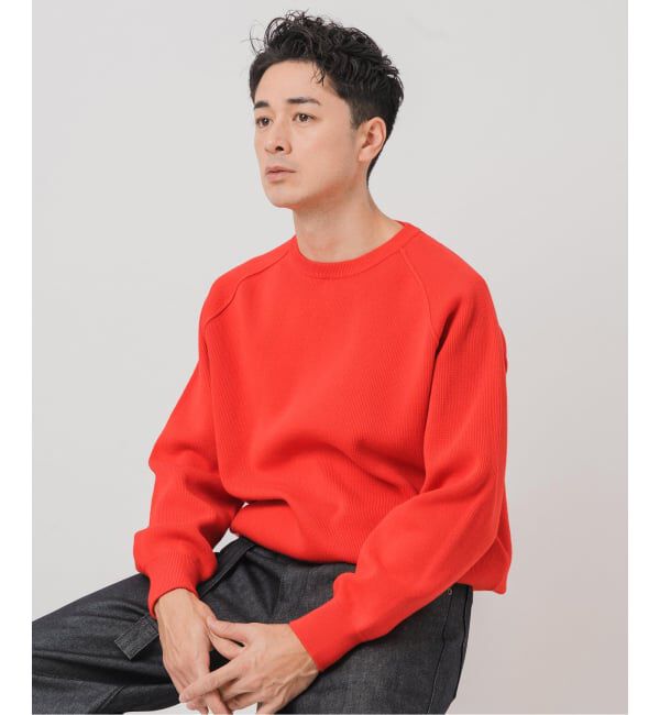 EDIFICE「PLATING ワッフル クルーネックニット」|ニット・セーター|