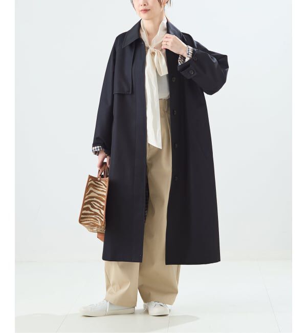 journal standard L'essage「【金子綾さん着用】【別注】Aquascutum&times;LESSAGE ステンカラーコート」|ステンカラーコート|ネイビー