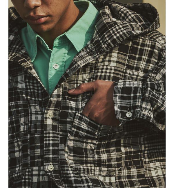 JOURNAL STANDARD「パッチ マドラス チェック フーディ シャツ」|シャツ・ブラウス|