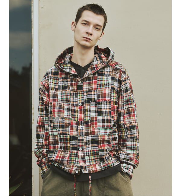 JOURNAL STANDARD「パッチ マドラス チェック フーディ シャツ」|シャツ・ブラウス|