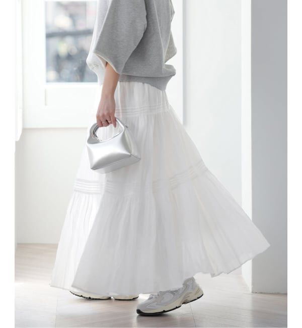 JOURNAL STANDARD relume「《WEB限定追加》コットンボイルクリンクルティアードスカート」|スカート|ホワイト
