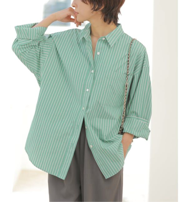 JOURNAL STANDARD relume「［26SS新作］スーピマコットンストライプシャツ」|シャツ・ブラウス|グリーン