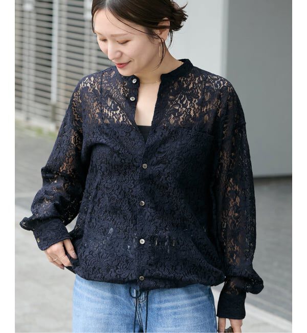 JOURNAL STANDARD「《WEB限定》スタンドカラーレースロングスリーブブラウス」|シャツ・ブラウス|