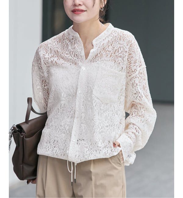 JOURNAL STANDARD「《WEB限定》スタンドカラーレースロングスリーブブラウス」|シャツ・ブラウス|