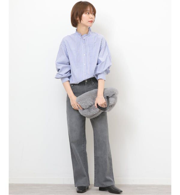 JOURNAL STANDARD relume「《WEB限定追加予約》フリルネックドビーストライプシャツ」|シャツ・ブラウス|