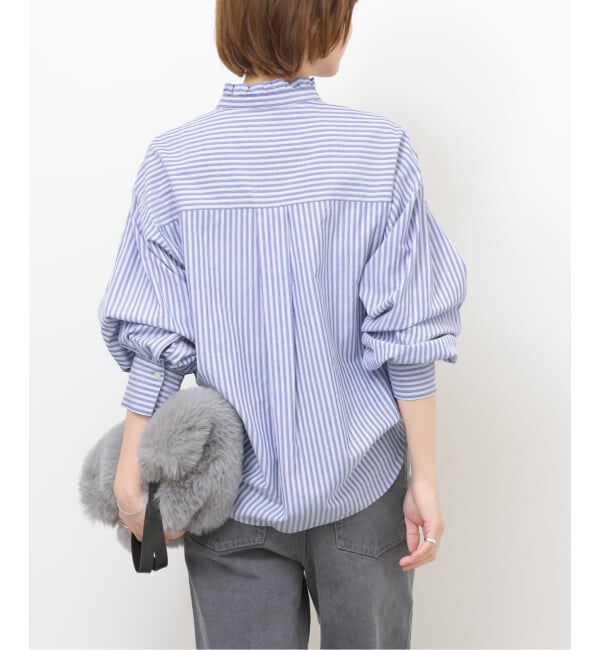 JOURNAL STANDARD relume「《WEB限定追加予約》フリルネックドビーストライプシャツ」|シャツ・ブラウス|