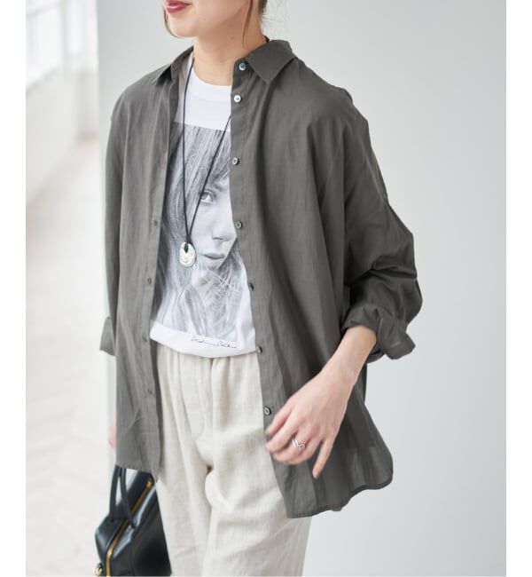 Spick and Span「《新色有り / 追加》ガーメントダイカシュクールシャツ」|シャツ・ブラウス|ブラック B