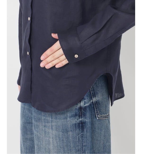 Spick and Span「《程よくすっきりサイズ》予約 80リネンカシュクール ミディシャツ」|シャツ・ブラウス|