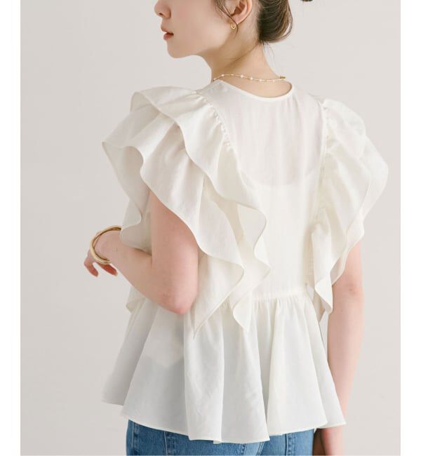 NOBLE「《予約》ウォーターエッジフリルブラウス」|シャツ・ブラウス|ホワイト