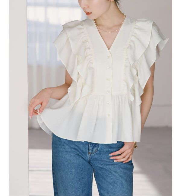 NOBLE「《予約》ウォーターエッジフリルブラウス」|シャツ・ブラウス|